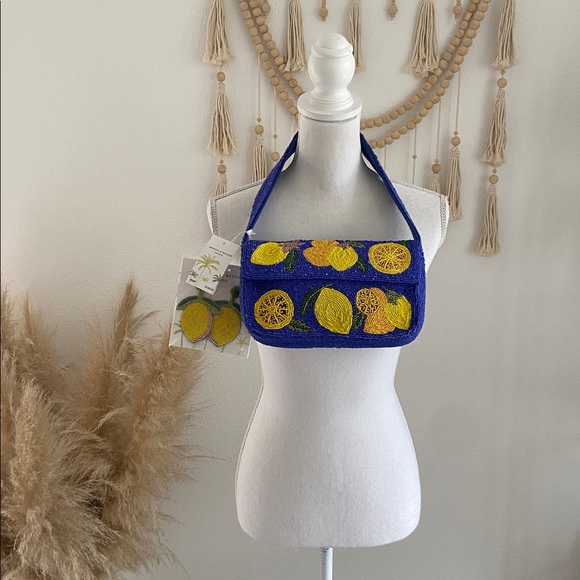 Viral America & Beyond beaded lemon bag w/ earring set Europe travel spring NWT - Picture 6 of 16